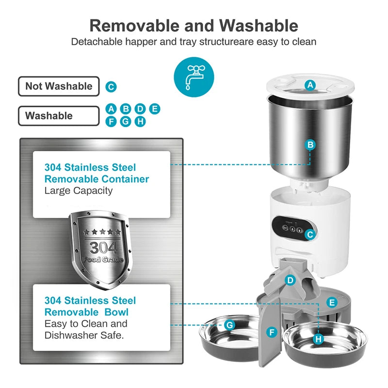 Revolutionary Smart Cat and Dog Feeder: Automatic Timing Dispenser with Voice Recorder and Stainless Steel Bowls