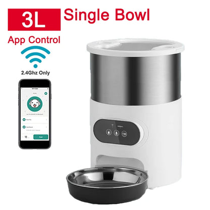Revolutionary Smart Cat and Dog Feeder: Automatic Timing Dispenser with Voice Recorder and Stainless Steel Bowls