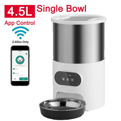 Revolutionary Smart Cat and Dog Feeder: Automatic Timing Dispenser with Voice Recorder and Stainless Steel Bowls