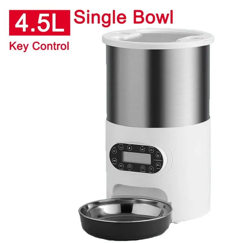 Revolutionary Smart Cat and Dog Feeder: Automatic Timing Dispenser with Voice Recorder and Stainless Steel Bowls